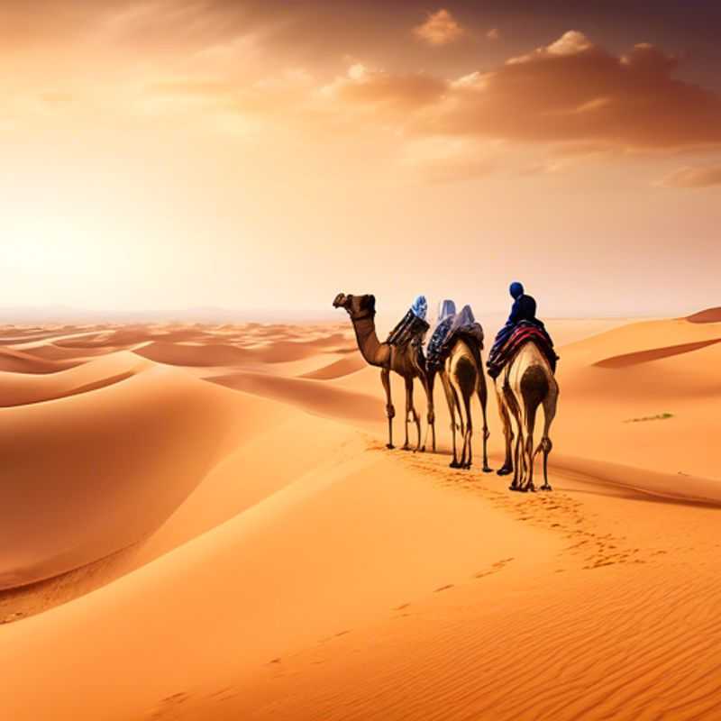 Trois couples d'hommes d'affaires aventureux explorant les vastes étendues du désert du Sahara, au Maroc/Tunisie, durant leur voyage printanier rempli de découvertes.