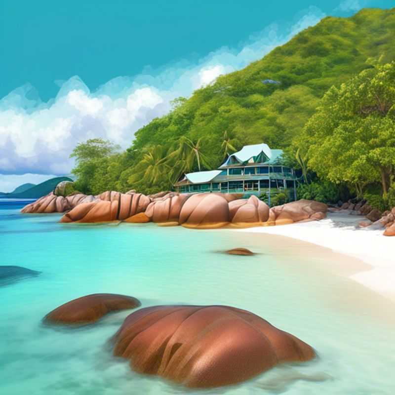 Here are a few options for alt text in Spanish for an image of Praslin Island, Seychelles, depending on the specific content of the image: