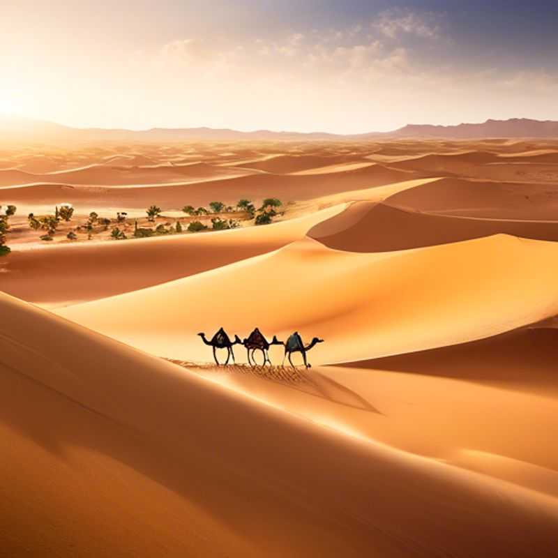 Tres parejas, los Eco-turistas, contemplan el majestuoso mar de dunas de Merzouga, Marruecos, en un viaje entre invierno y primavera, buscando la armonía con la naturaleza.