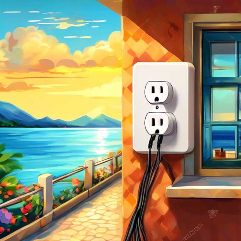 A travel adapter plugged into a wall outlet.