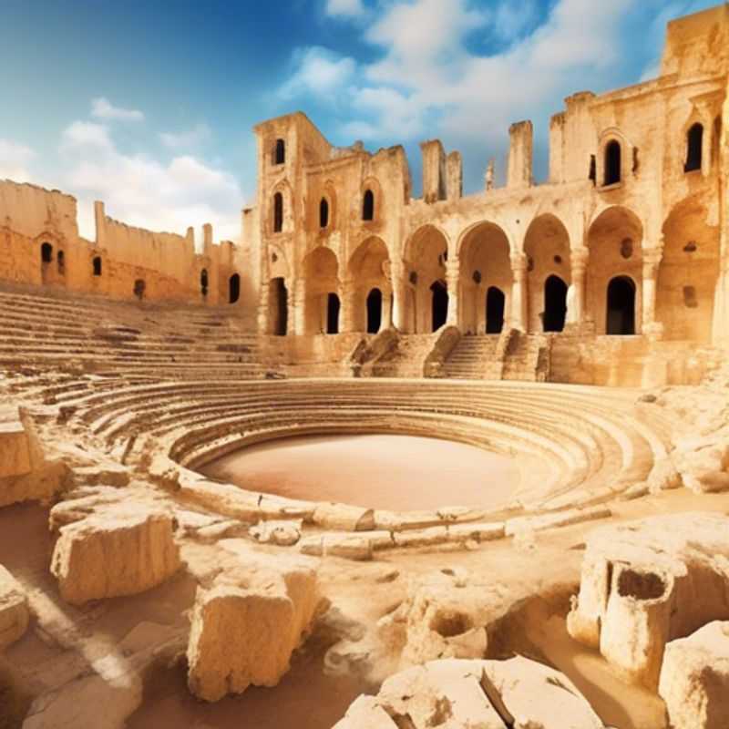 Deux couples, les Luxury Travelers, se tenant devant l'imposante et majestueuse arène de l'Amphithéâtre d'El Djem, en Tunisie, lors de leur escapade automnale.
