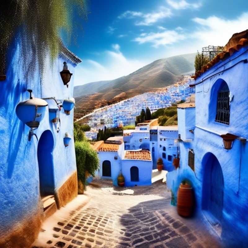 Chefchaouen, Maroc : La beauté envoûtante des maisons bleues nichées au cœur des montagnes du Rif.