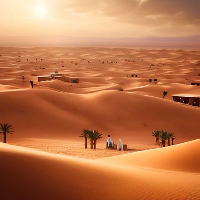 Deux couples, les voyageurs du bien-être, se perdent dans les dunes mystiques de Merzouga, au Maroc, lors de leur escapade estivale.