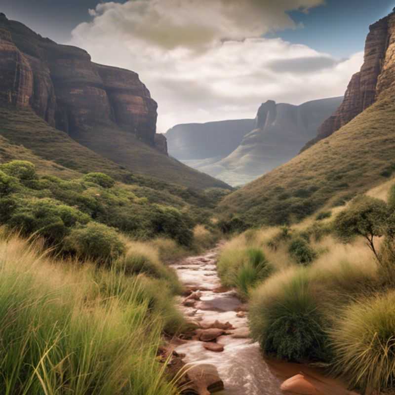 Tres parejas de viajeros románticos admirando el impresionante paisaje montañoso del Parque Nacional Royal Natal en Sudáfrica, durante su escapada entre el verano y el otoño.