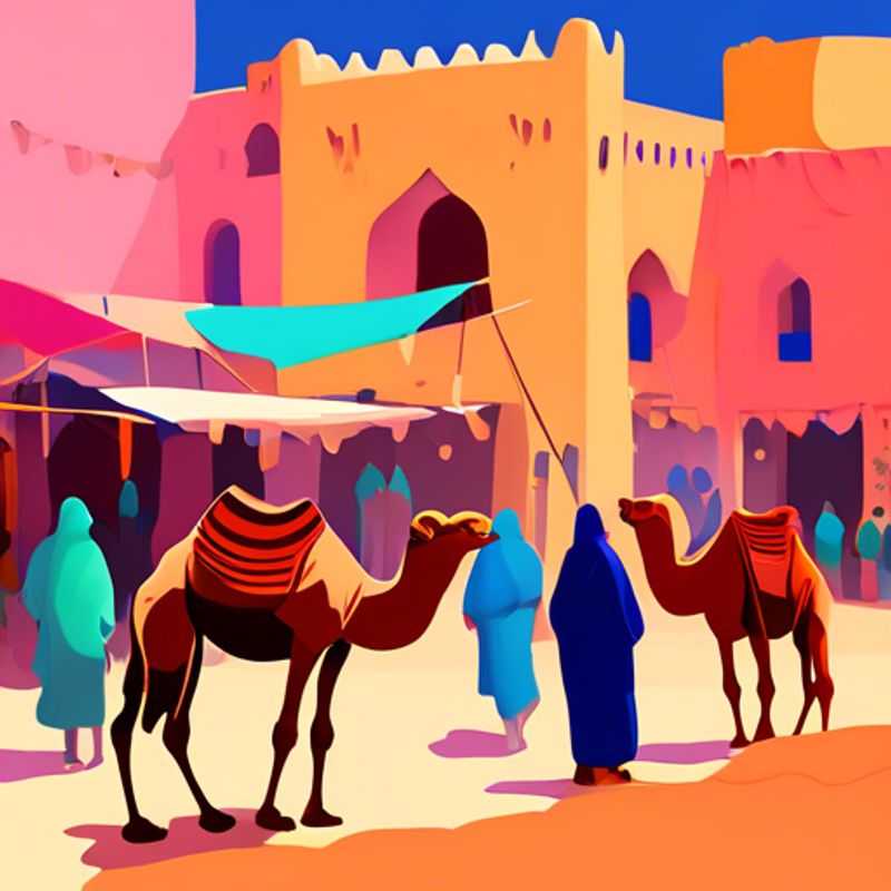 Le marché aux chameaux animé de Guelmim, Maroc : un spectacle vibrant de couleurs, de sons et de traditions.