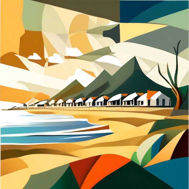 Three adventurous couples, The Long-term Travelers, stand in awe before the majestic sand dunes and pristine coastline of Cape Vidal, South Africa, during their winter expedition to uncover the region's hidden natural wonders.