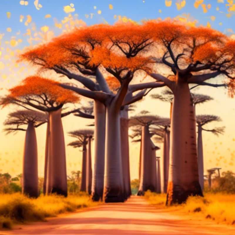 Trois couples de Voyageurs Romantiques admirant la splendeur mystique de l'Allée des Baobabs, à Madagascar, lors de leur escapade automnale.