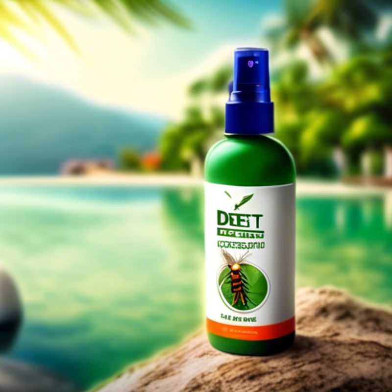 A bottle of insect repellent with DEET, ready to protect you from pesky bugs.