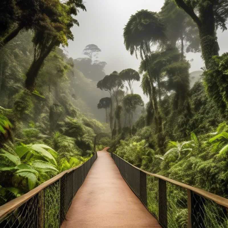 Three wellness-focused travelers immersed in the lush, verdant canopy of Nyungwe Forest National Park in Rwanda, surrounded by the park's incredible biodiversity during their spring adventure.