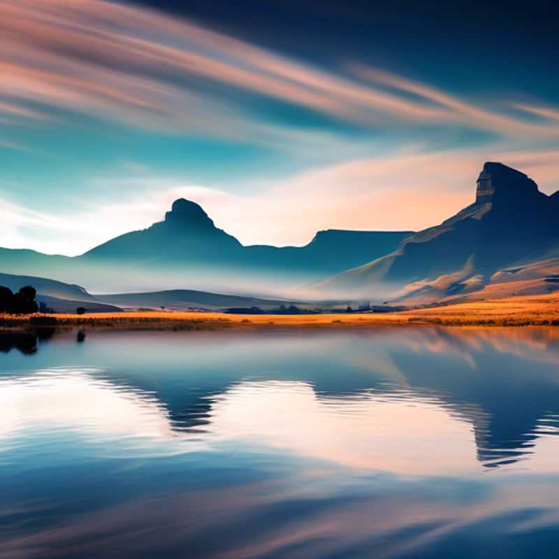 Here are a few options for alt text in Portuguese for an image of the Drakensberg Mountains in South Africa, each with a slightly different emphasis:
