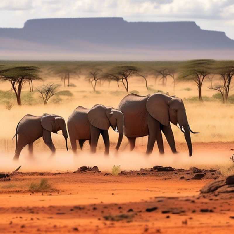 Three budget-savvy adventurers exploring the vast expanse of Tsavo National Park in Kenya, where the legendary Man-Eaters of Tsavo once roamed, on their fall expedition to uncover the hidden wonders of the African wilderness.