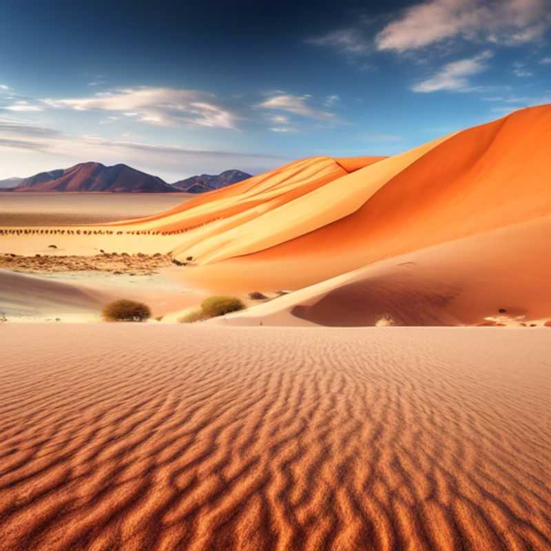 Three adventurous foodies stand in awe before the majestic Sossusvlei Dunes in Namibia, their rich ochre hues and undulating waves a breathtaking testament to the raw, untamed beauty of this stunning desert landscape.