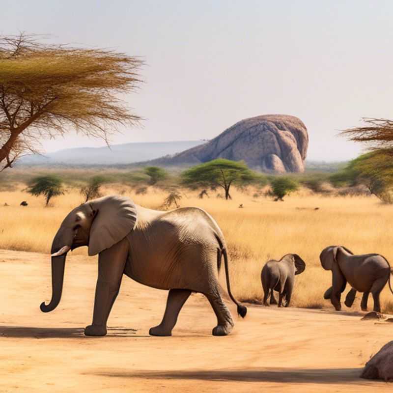 Three intrepid Gap Year Travelers, brimming with curiosity, stand in awe before the untamed wilderness of Ruaha National Park, Tanzania, their eyes sparkling with the thrill of adventure during their spring sojourn.