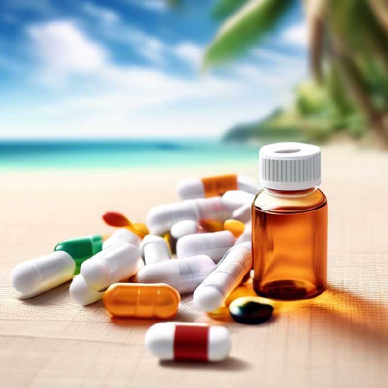 A close-up of various personal medications in a bottle.