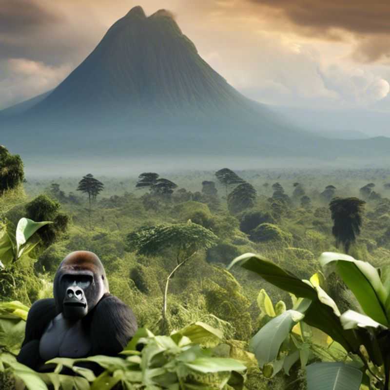 Un voyageur solitaire admirant les magnifiques paysages du Parc National des Virunga, une oasis de biodiversité dans la République Démocratique du Congo, lors de son escapade hivernale en tant qu'éco-touriste.
