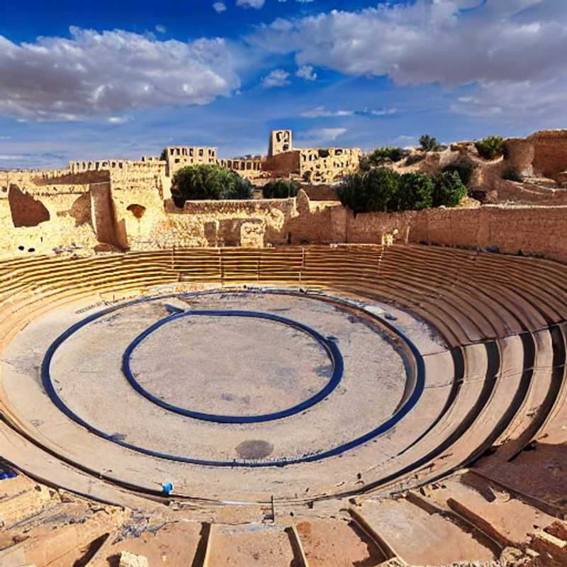The majestic El Jem Amphitheatre in Tunisia, a testament to Roman engineering, showcasing its impressive scale and historical significance.