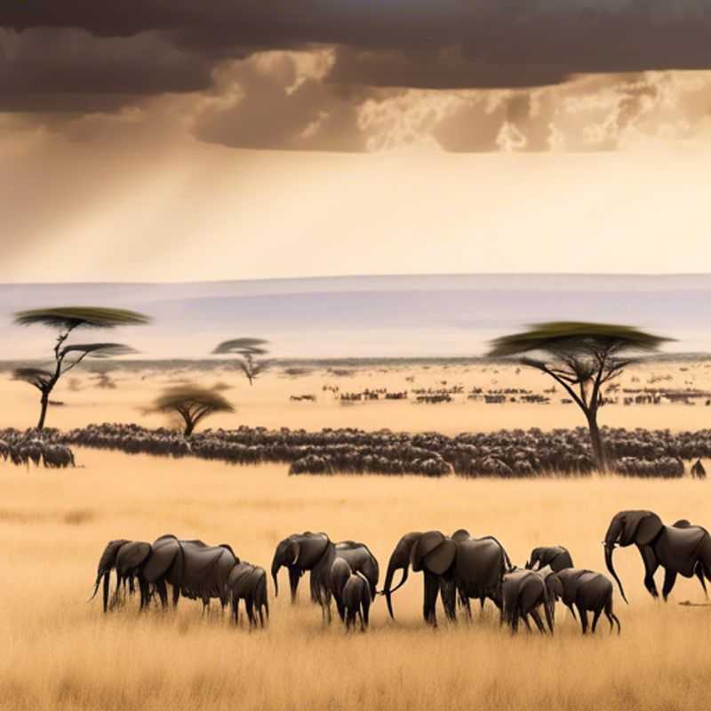 Two couples, The Cultural Explorer, embark on an unforgettable safari adventure in Tanzania's Serengeti National Park during the vibrant fall season. Witness the raw beauty of the African wilderness, with golden grasslands stretching as far as the eye can see, teeming with wildlife.
