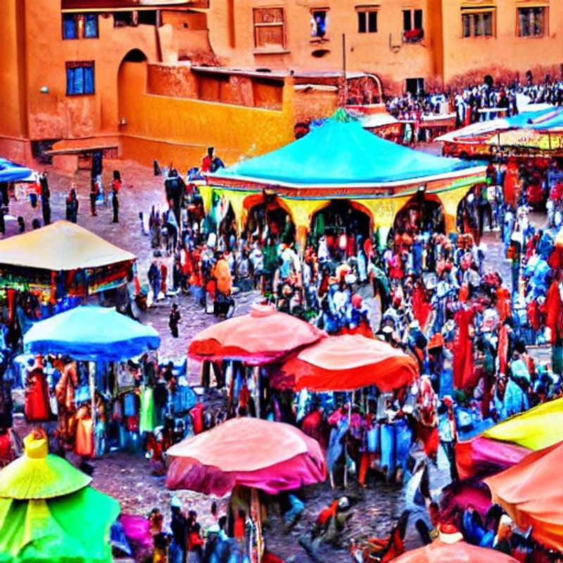 Bustling Djemaa el-Fna square in Marrakech, Morocco, showcasing the vibrant atmosphere and diverse crowds – a reminder of the importance of staying alert and aware of your surroundings while exploring this magical place.