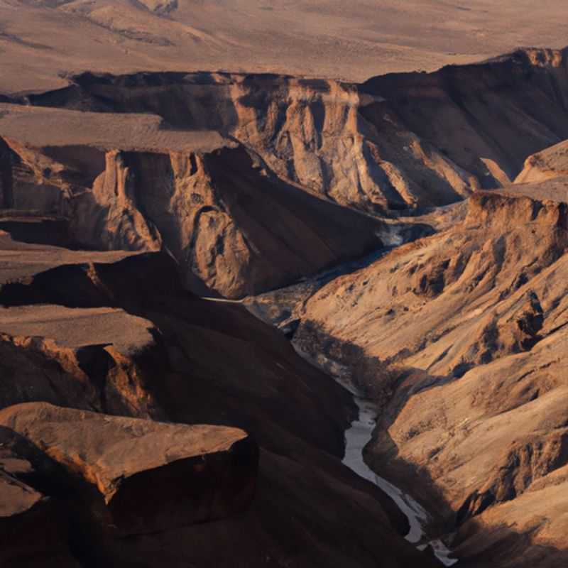 An awe-inspiring vista of Fish River Canyon, Namibia, with its rugged cliffs and meandering river, captured during a couple's 24-hour spring adventure in this breathtaking natural wonder.