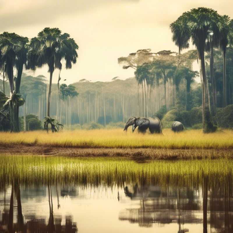 Un voyageur solitaire profitant de la vue imprenable sur la savane africaine et l'océan Atlantique depuis le parc national de Loango au Gabon, une expérience luxueuse et inoubliable entre l'hiver et le printemps.