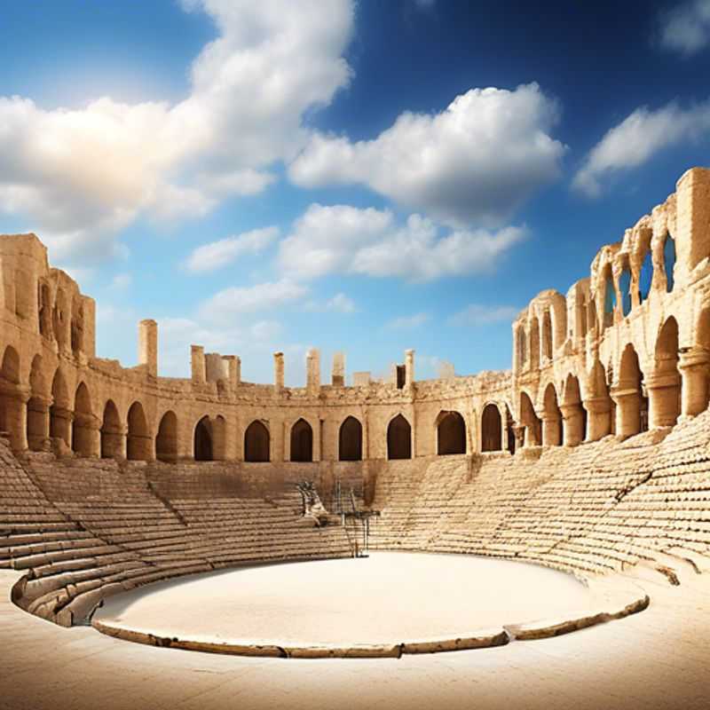 L'amphithéâtre d'El Jem en Tunisie, un magnifique exemple d'architecture romaine, impressionnant par sa taille et son état de conservation.