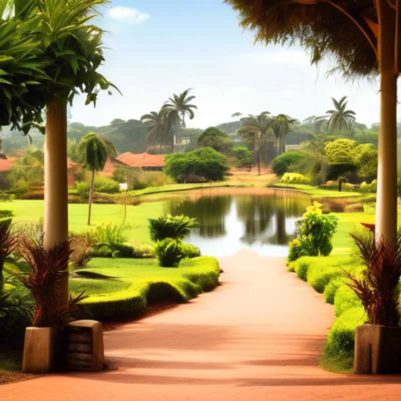 Deux couples de voyageurs de longue durée admirant la beauté épanouie du Jardin Botanique d'Entebbe, en Ouganda, lors de leur séjour d'une semaine entre l'été et l'automne.