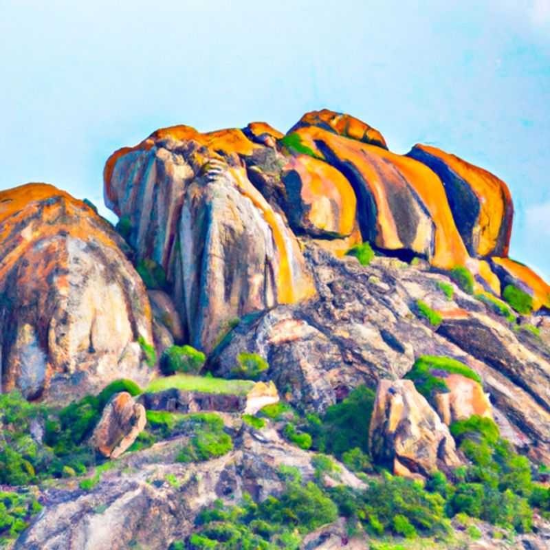 A group of six intrepid travelers stand atop a granite outcrop in Matobo Hills, Zimbabwe, during their four-day spring adventure. The ancient rock formations, bathed in warm sunlight, provide a breathtaking backdrop for their exploration of this spiritual and historical sanctuary.