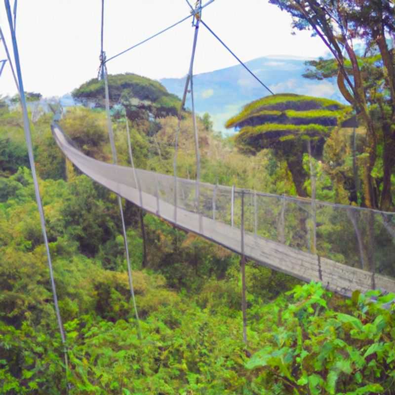 A couple ventures into the enchanting Nyungwe Forest National Park in Rwanda during the crisp winter season, surrounded by a verdant tapestry of towering trees and lush vegetation, home to a rich tapestry of biodiversity and offering a sanctuary for chimpanzees and other primates.