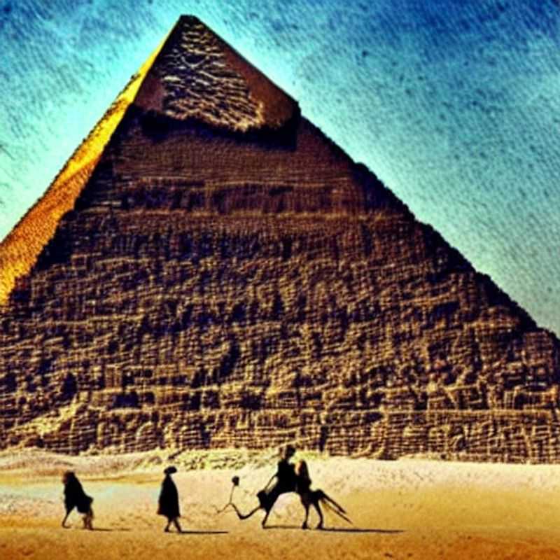 Les pyramides de Gizeh, imposantes et majestueuses, sous un ciel égyptien.