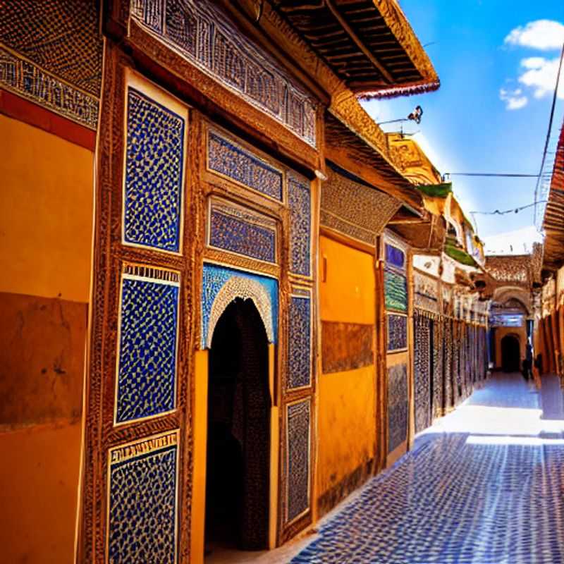 Navigating the vibrant and intricate alleyways of the Fez Medina, Morocco: A visual guide highlighting the importance of staying aware of your surroundings for safe exploration.