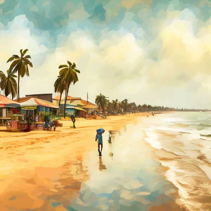 Plages de Cotonou, Bénin : sable doré et eaux turquoise.