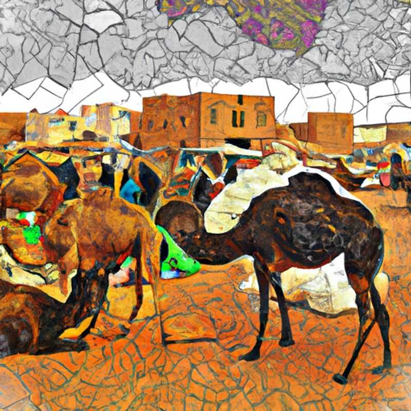 A group of four adventurers delve into the vibrant chaos of Guelmim Camel Market, Morocco, during their five-day autumn expedition. Amidst the bustling crowd, they witness the fascinating spectacle of camel trading, a centuries-old tradition that continues to shape the cultural fabric of the region.