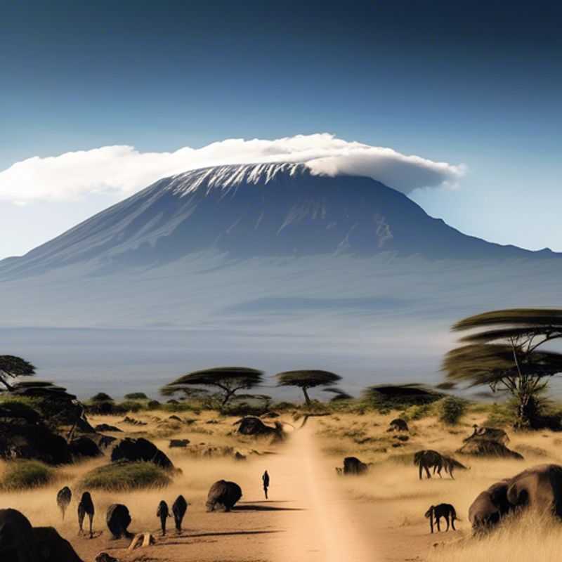 Deux couples contemplant avec émerveillement le majestueux Kilimandjaro, coiffé de son manteau de neige, lors de leur escapade hivernale éclair dans les hautes terres tanzaniennes.