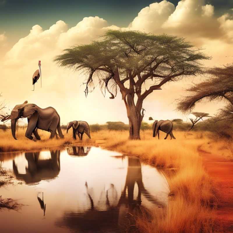 Le groupe de voyageurs, composé de trois couples, admire la beauté brute du parc national Kruger en Afrique du Sud, illuminé par la lumière dorée de la transition entre l'été et l'automne.