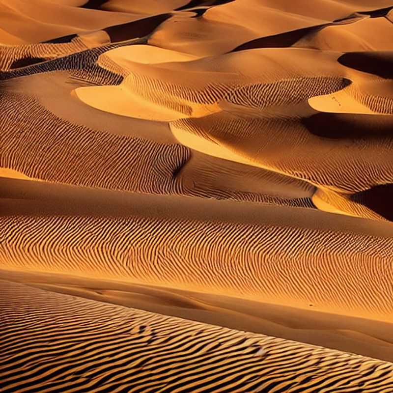 Golden hour in the Merzouga Dunes, Morocco. A luxurious desert camp provides an unforgettable and perfectly Instagrammable backdrop for romantic travelers seeking adventure and breathtaking beauty.