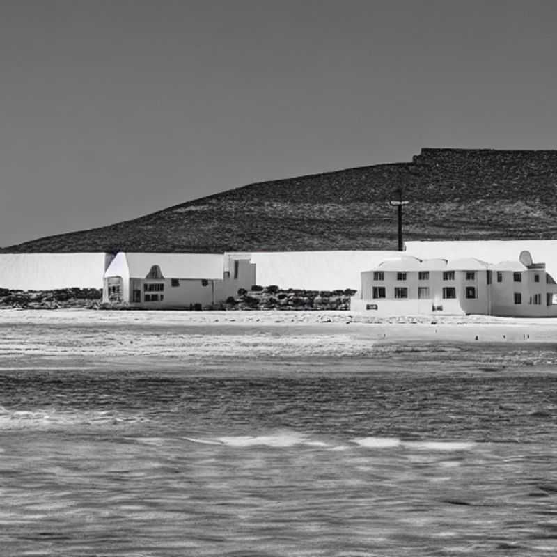 Vue poignante de Robben Island sous le soleil d'été, un lieu de mémoire et de réflexion, à considérer lors de vos vacances d'été en Afrique du Sud.