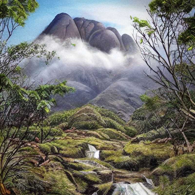 Mount Mulanje's dramatic silhouette at sunset, seen from a luxurious eco-lodge, offering Romantic Travelers Instagram-worthy vistas and unparalleled privacy amidst Malawi's stunning wilderness.