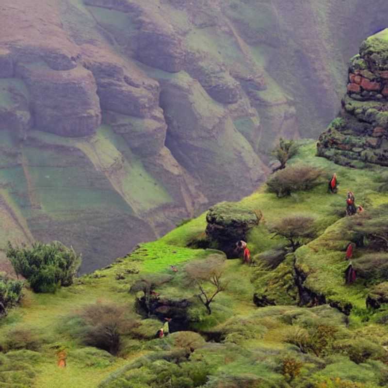 Majestuosos picos y valles verdes del Parque Nacional de las Montañas Simien, Etiopía, un paraíso exuberante que aguarda ser explorado bajo el sol de verano.