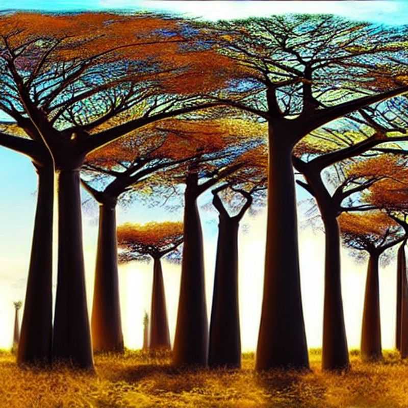 Majestic baobabs silhouetted against the fiery Malagasy sunset on the Avenue of the Baobabs, Madagascar - a luxury must-capture location for the discerning Social Media Traveler seeking authentic, breathtaking beauty. #MadagascarLuxury #AvenueOfTheBaobabs #SocialMediaTravel