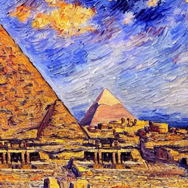 Las imponentes Pirámides de Giza se alzan contra el cielo de verano egipcio, una vista impresionante que te espera en la Necrópolis de Giza. ¿Te atreves a explorar su historia bajo el sol?