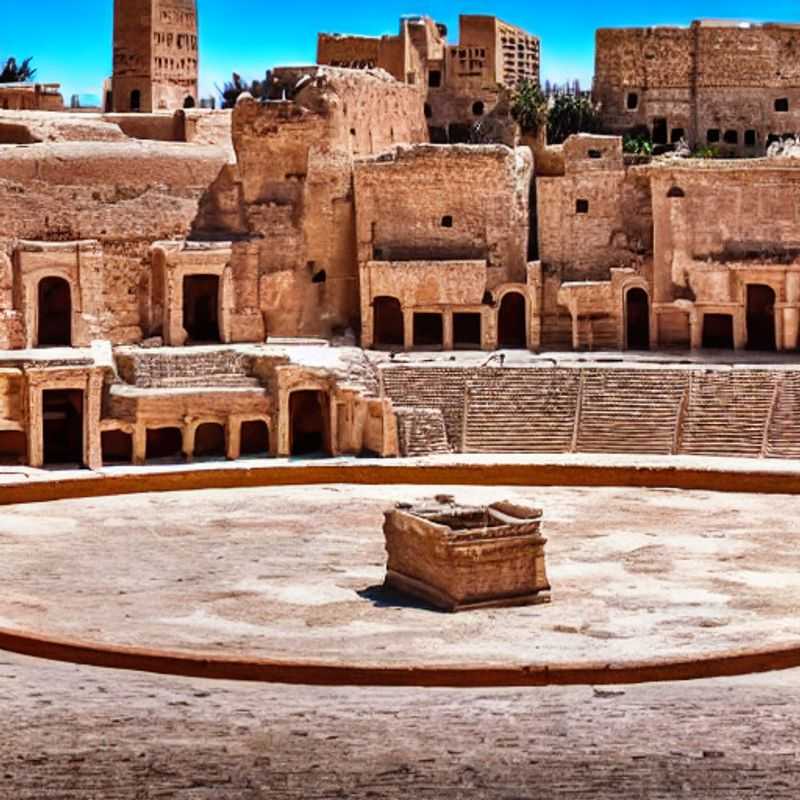Amphithéâtre d'El Jem illuminé par le soleil estival tunisien : une invitation à explorer l'histoire grandiose, même sous la chaleur de l'été.