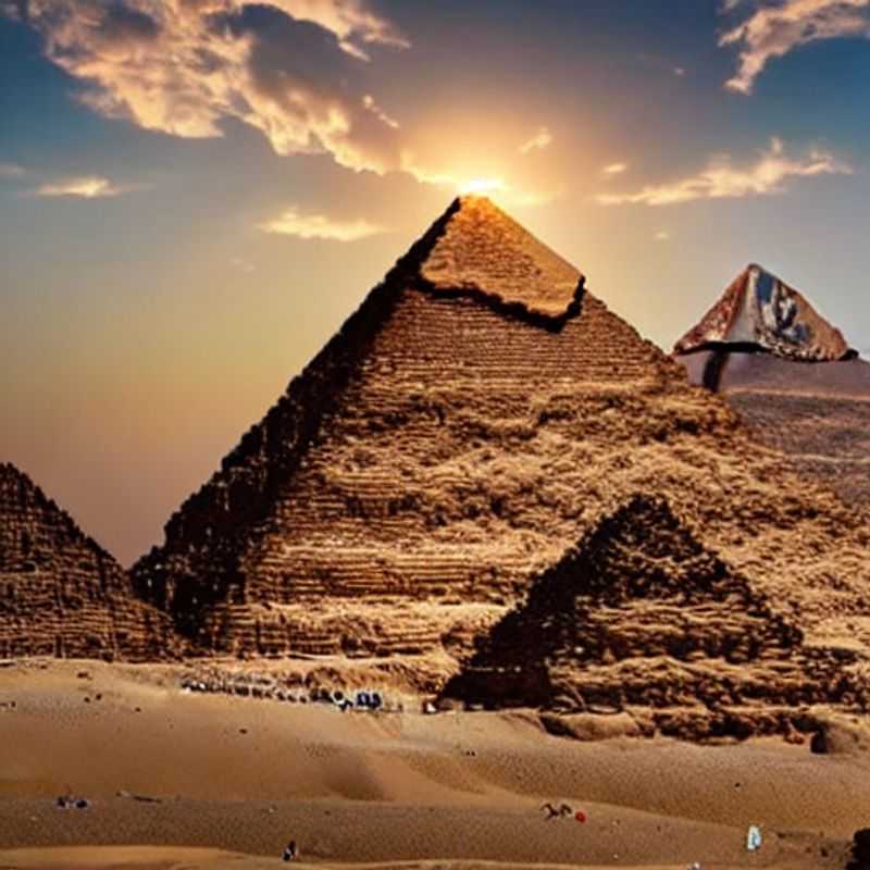 Las majestuosas Pirámides de Giza, Egipto, elevándose bajo el sol del verano. ¿Una buena elección para tus vacaciones? ¡Descúbrelo en nuestra guía!