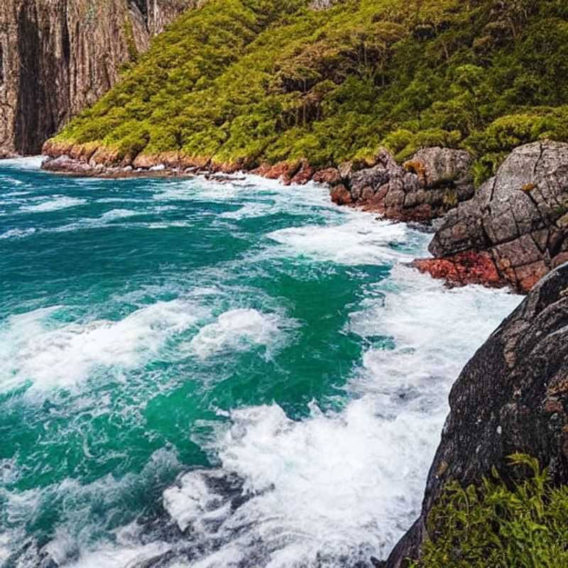 Casal se maravilhando com a costa dramática e florestas exuberantes do Parque Nacional de Tsitsikamma, um paraíso sul-africano perfeito para férias de verão inesquecíveis. (Couple marveling at the dramatic coastline and lush forests of Tsitsikamma National Park, a South African paradise perfect for unforgettable summer holidays.)