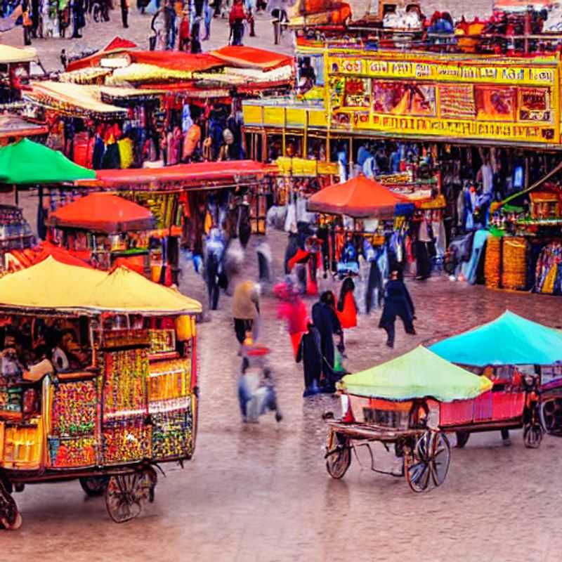 Djemaa el-Fna bajo el sol abrasador: una vibrante pero intensa experiencia veraniega en Marrakech, Marruecos. ¿Demasiado calor para disfrutar? ¡Descúbrelo en nuestra guía!