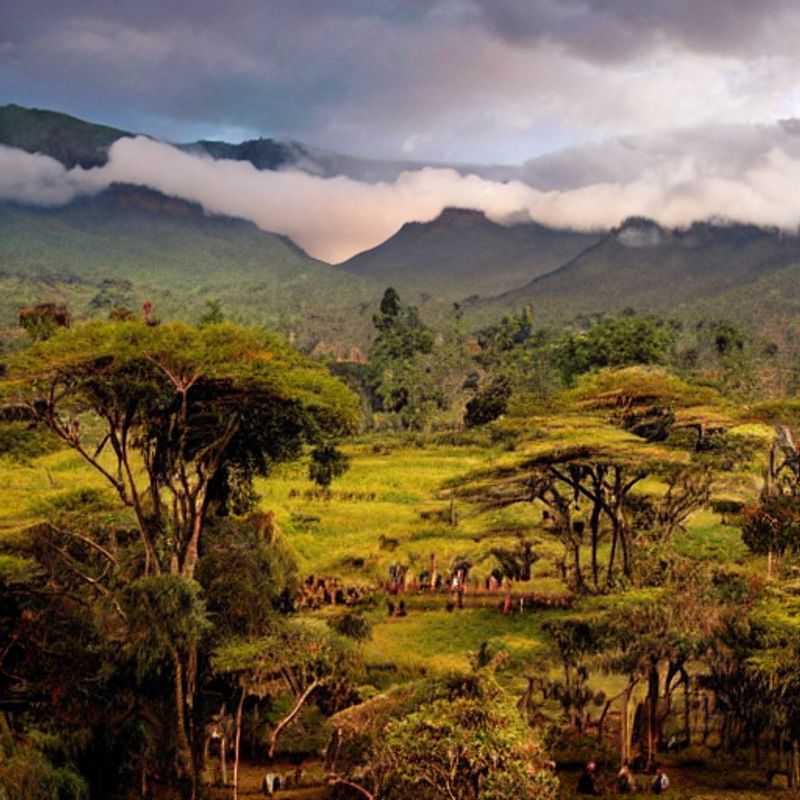 Panoramic vista of Mount Elgon's volcanic caldera, Uganda/Kenya - An unforgettable luxury safari backdrop for the #GroupTraveler seeking #AdventureGram inspiration. Discover hidden waterfalls and breathtaking landscapes for the ultimate social media story.