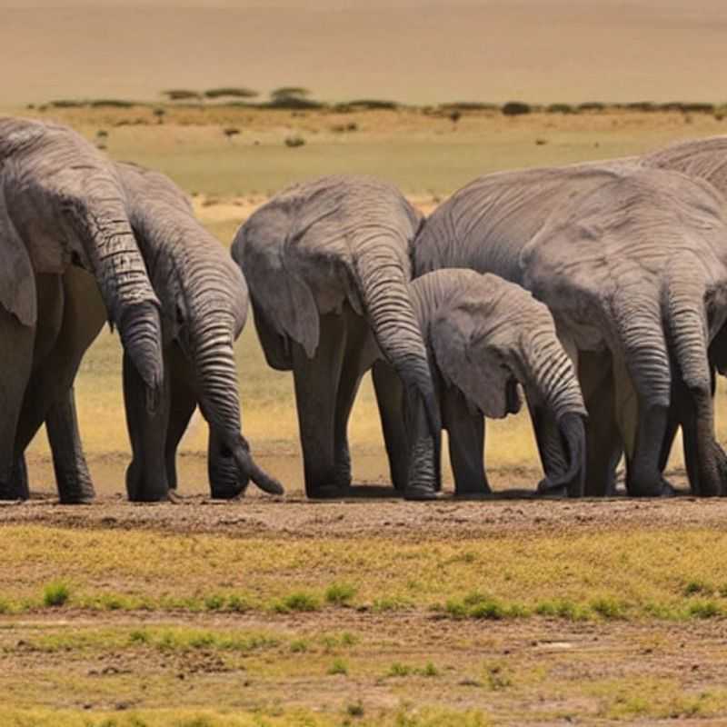 Éléphants majestueux se profilant sur le Kilimandjaro dans le Parc National d'Amboseli, Kenya, un spectacle grandiose qui répond à la question : Amboseli est-il un bon choix pour des vacances d'été ?.