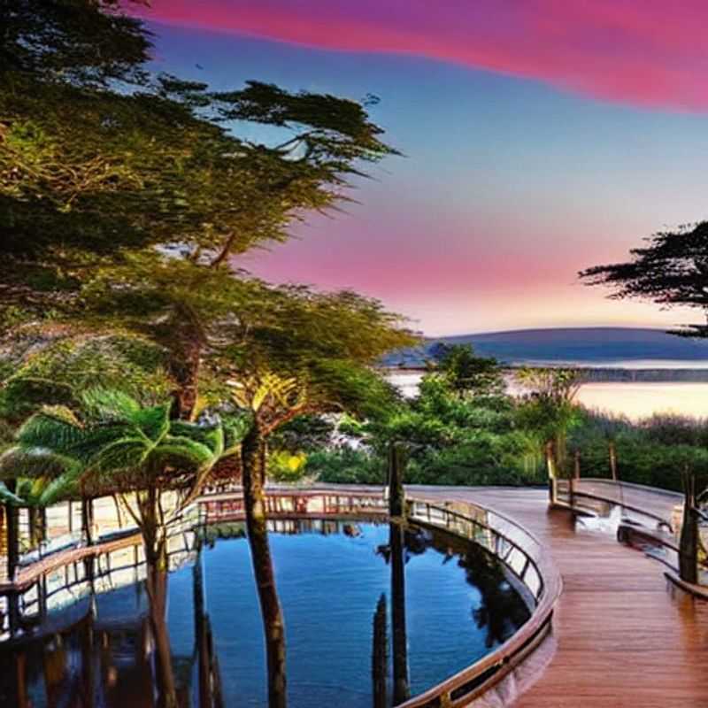Lake Nakuru's shimmering waters, a flamingo-fringed paradise perfect for capturing shareable moments, offering business travelers a luxurious escape with unparalleled photo opportunities.