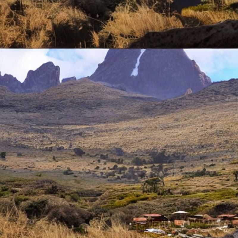 Le Mont Kenya, majestueux et verdoyant sous le soleil d'été, un paradis pour les aventuriers en quête d'une escapade estivale inoubliable.