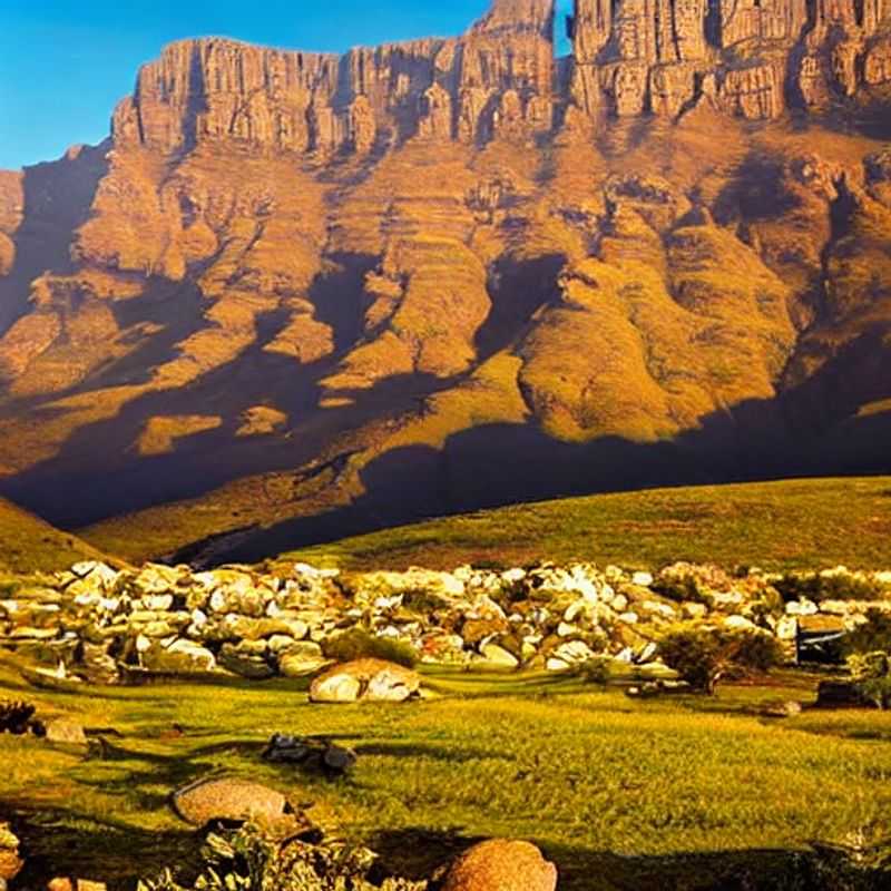 Les majestueuses montagnes du Drakensberg, en Afrique du Sud, offrant un cadre naturel magnifique pour des vacances d'été inoubliables - un choix parfait pour une escapade estivale rafraîchissante.