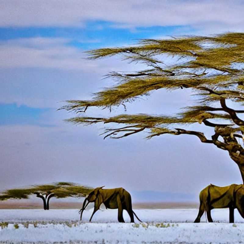 Majestuoso elefante africano pastando plácidamente bajo el sol del verano en el Parque Nacional de Amboseli, Kenia, con el imponente Kilimanjaro vigilando en la distancia: ¡un oasis perfecto para unas vacaciones inolvidables!